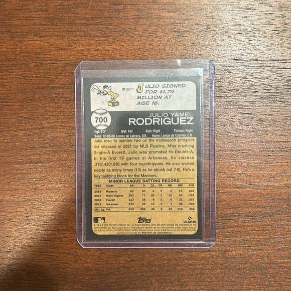 Julio Rodriguez Topps Heritage Rookie Card #700 - Picture 2 of 2